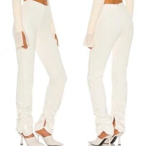 DANIELLE GUIZIO Corduroy Off White Straight Pants Trousers Leggings